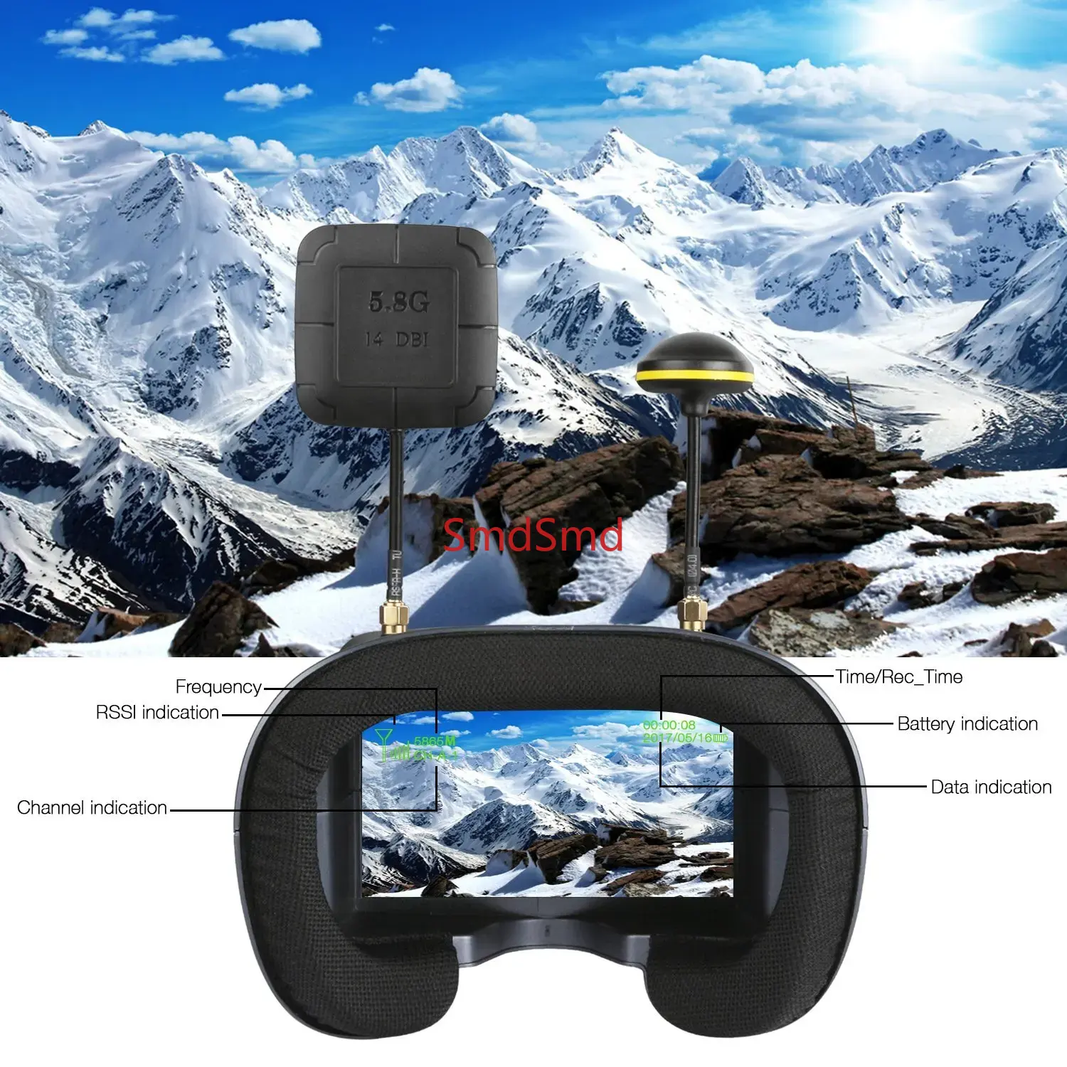 008D PRO FPV Goggle 5.8GHz 40c - Drone Racing Receiver 评论和价格